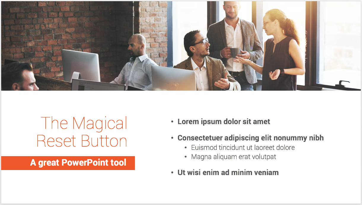 A PowerPoint template slide that has been changed