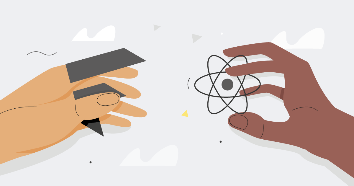 flutter and react native logos in hands