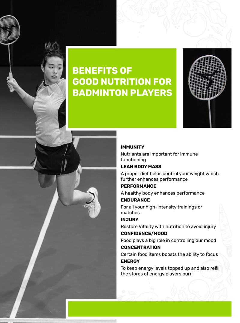 Benefits of Good Nutrition for Badminton Players