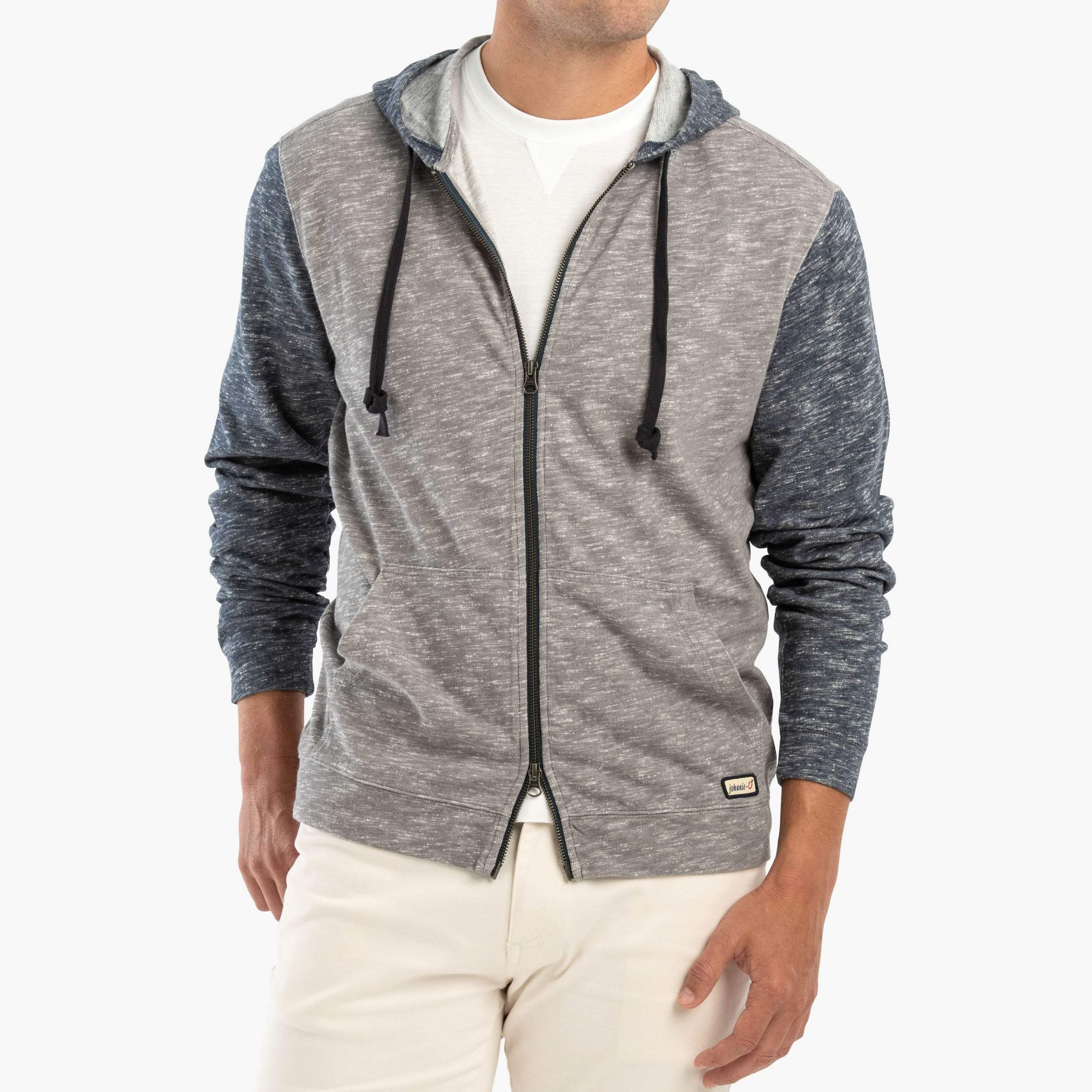 Theo Double Zip Hoodie Sweatshirt (Pacific)