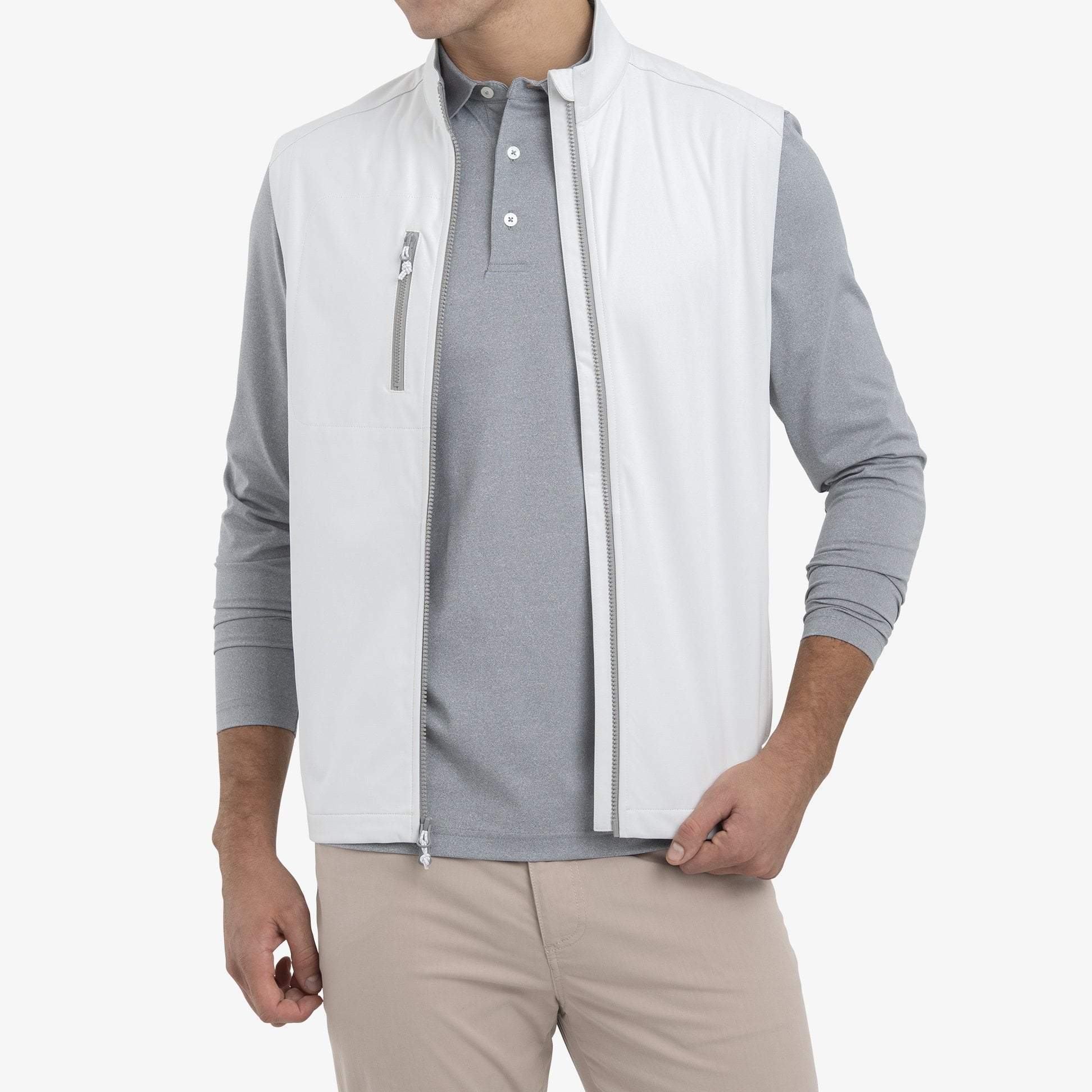 Crest 2-Way Zip Front Wind Vest (White)