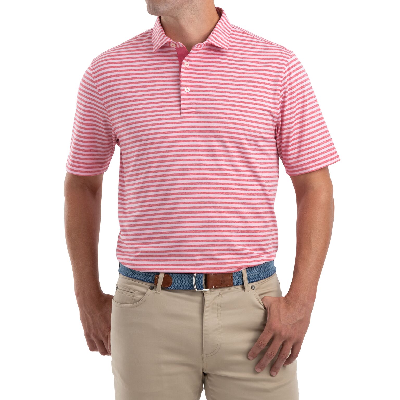 Smith Striped PREP-FORMANCE Jersey Polo (Strawberry)