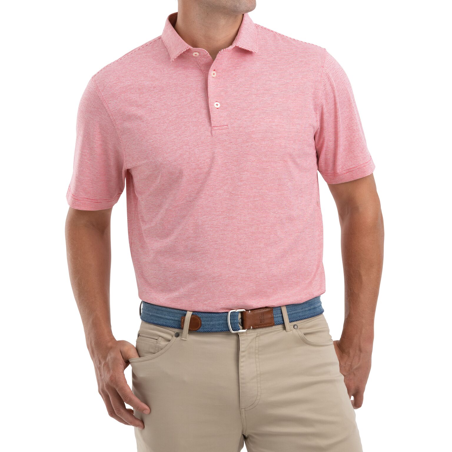 Lyndon Prep-Formance Striped Jersey Polo (Strawberry)