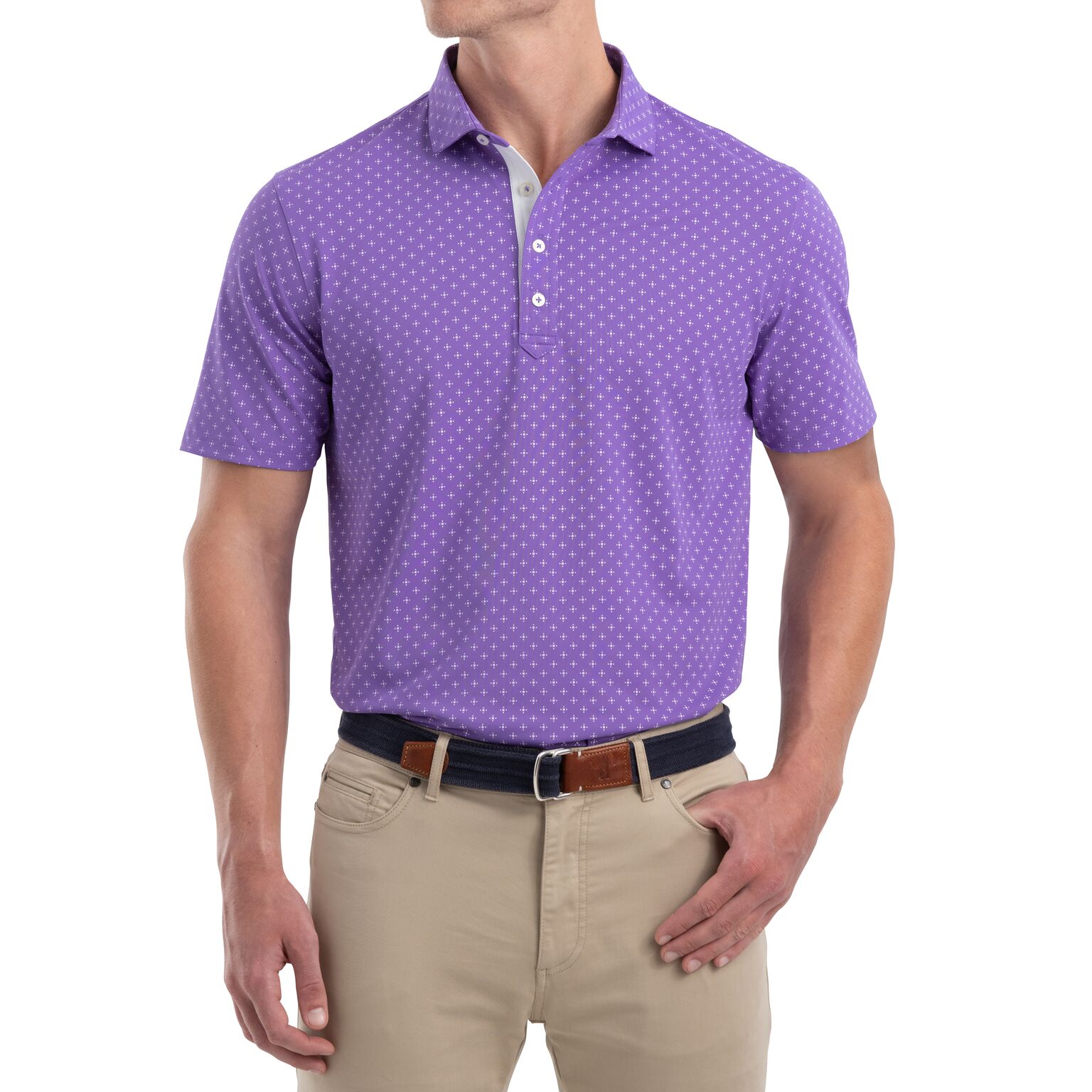 Hinton Printed Prep-Formance Pique Polo (Mulberry)