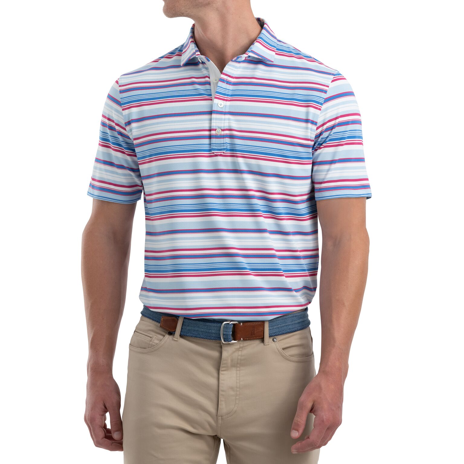 Seger Striped PREP-FORMANCE Pique Polo (Gulf Blue)