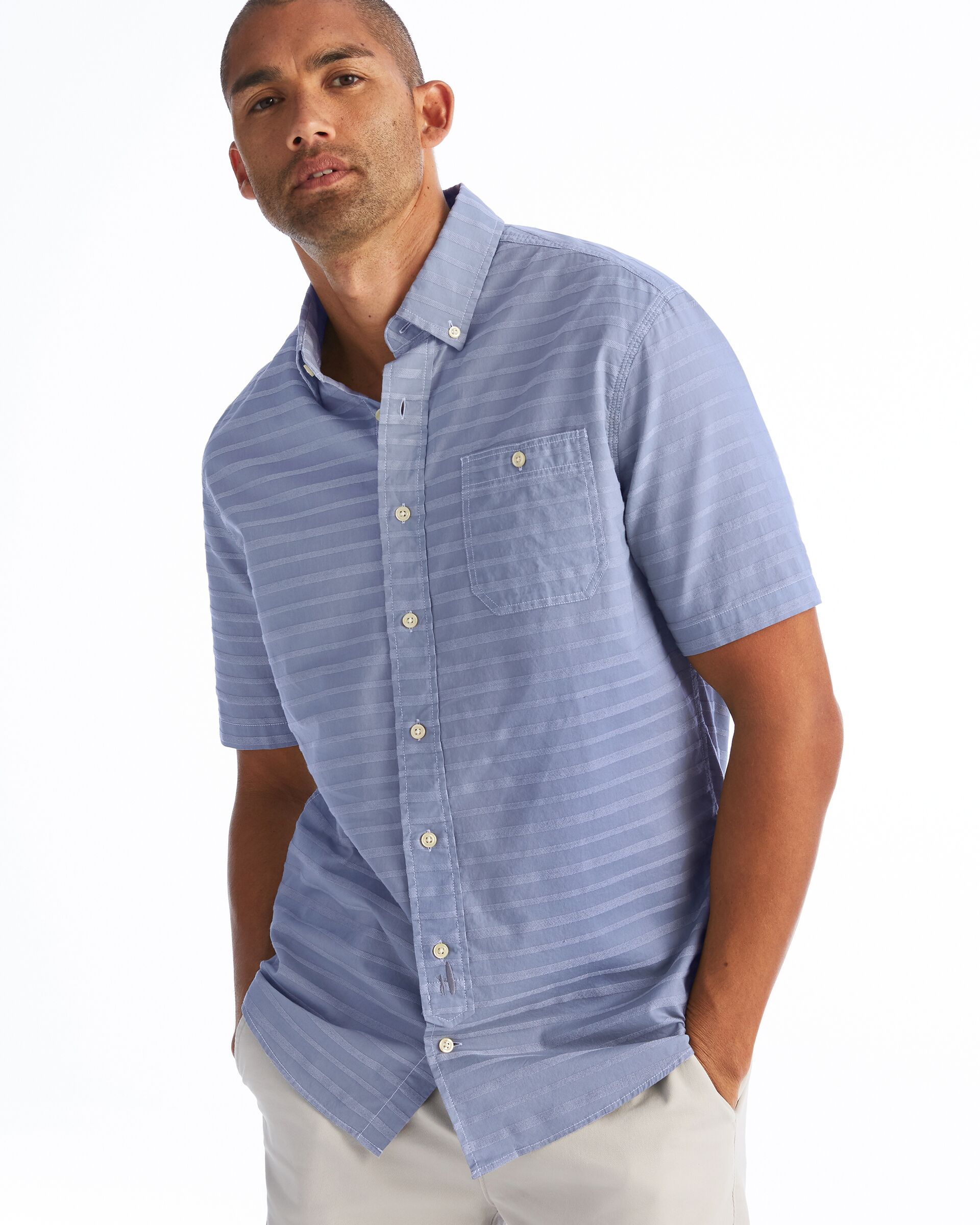 Raleigh Hangin' Out Spread Collar Short Sleeve Shirt (Marlin)