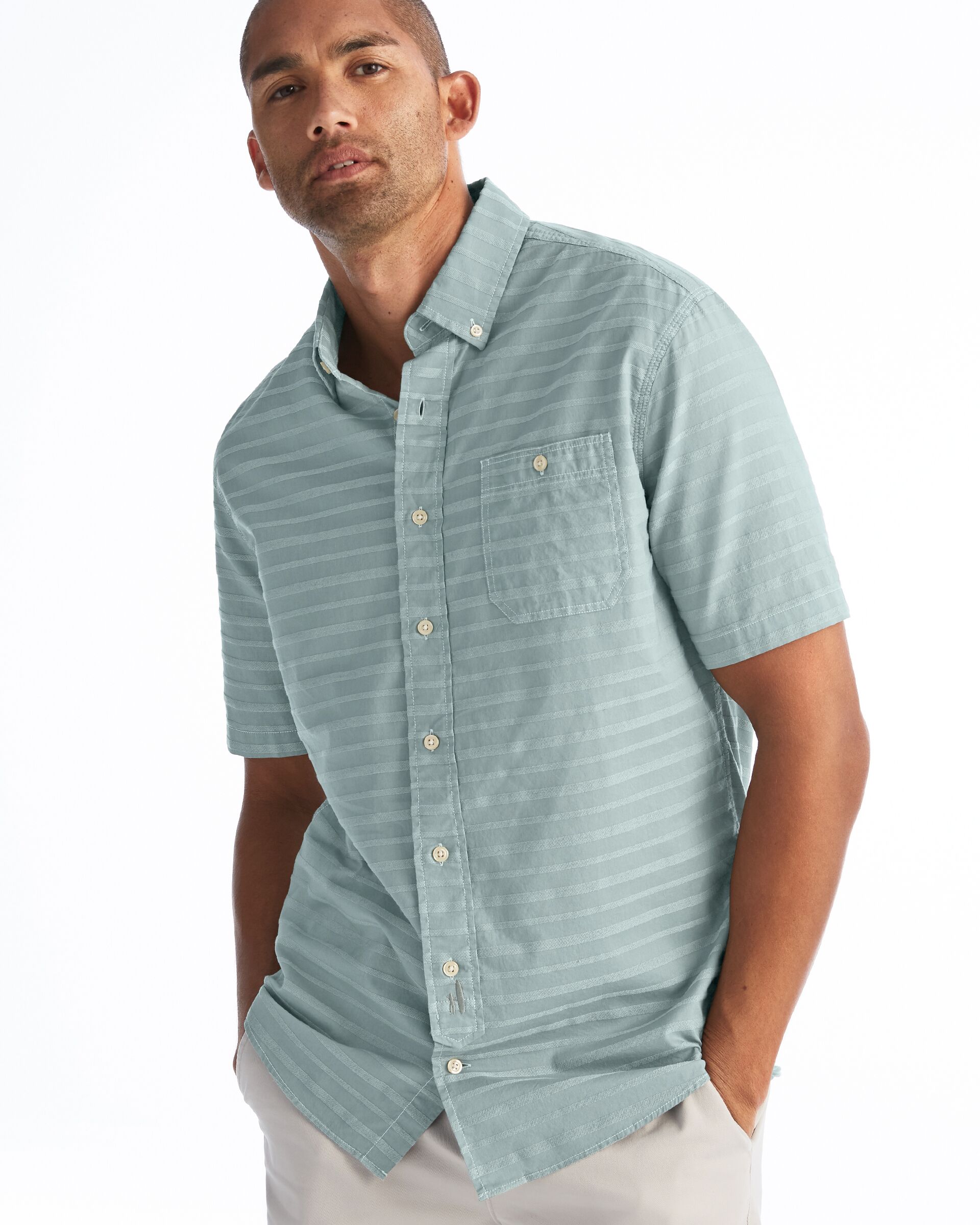 Raleigh Hangin' Out Spread Collar Short Sleeve Shirt (Avocado)