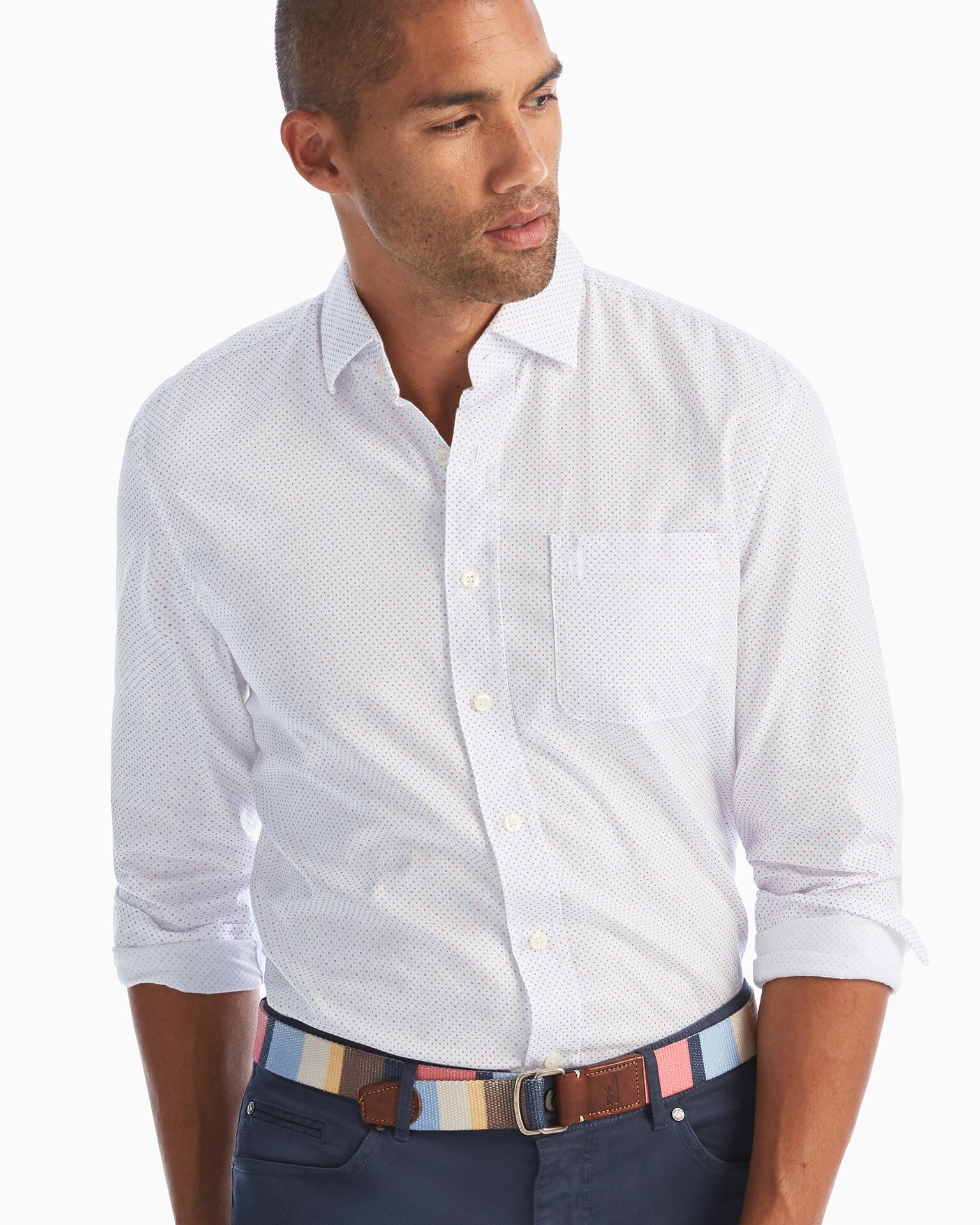 Schubert Printed Hangin' Out Button Down Shirt (White)