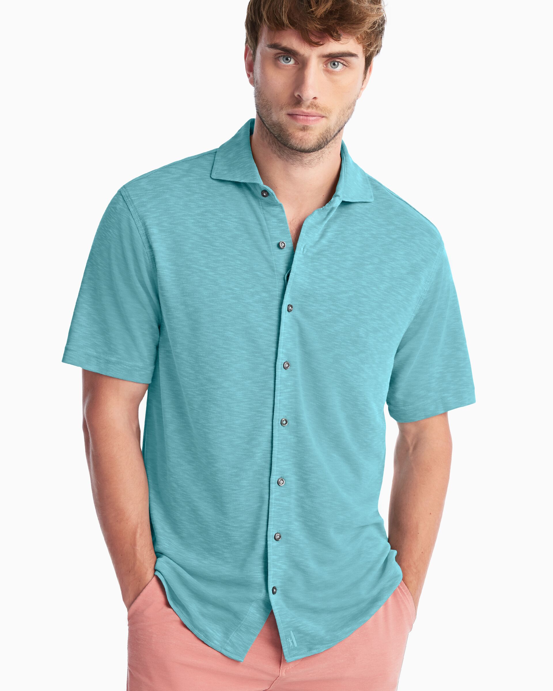 Stokes Prep-Formance Short Sleeve Button Down Shirt (Seafoam)