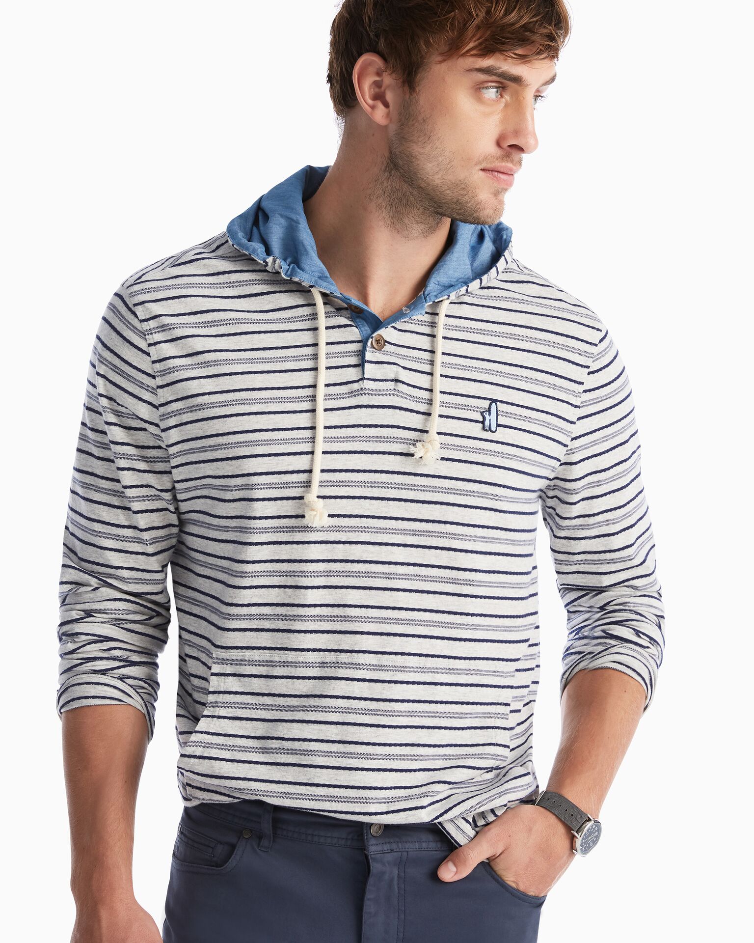 Rylan Heathered Hoodie Henley (Heather Gray)