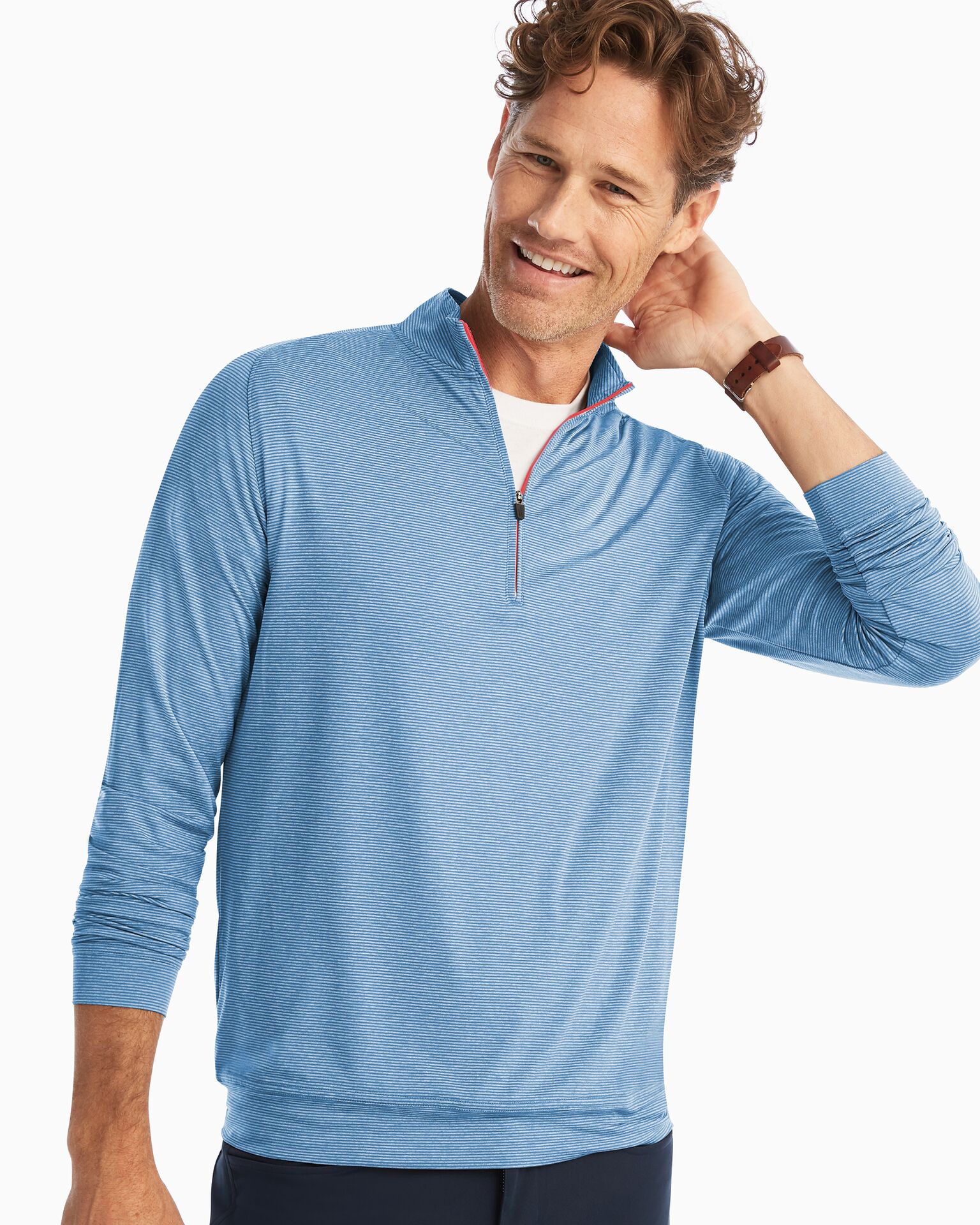 Vaughn Striped PREP-FORMANCE 1/4 Pullover (Neptune)