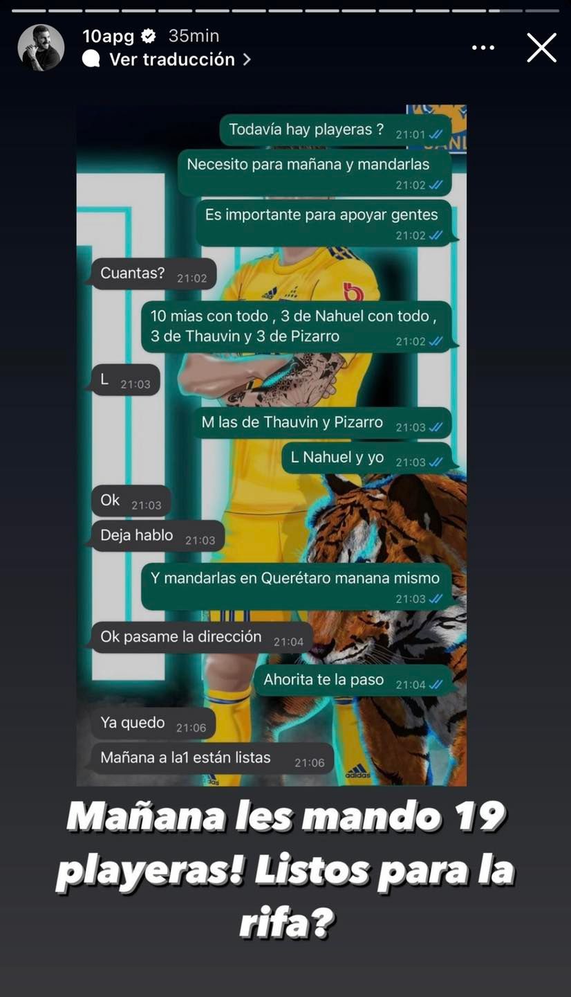 Puede ser una imagen de 1 persona y texto que dice "10apg 35min Ver traducción Todavía hay playeras Necesito para mañana 1:01N mandarlas ×1:01 Es importante para apoyar gentes 21:02 Cuantas? 10 mias con todo de Nahuel con todo 3 de Thauvin de Pizarro ×1:02 M de Thauvin Pizarro 21:03 Ok Nahuely yo 21:03✓ Deja hablo Y mandarlas Querétaro manana mismo Ok pasame dirección Ahorita te la paso 21:04 Ya quedo Mañana la1 están listas Mañana les mando 19 playeras! Listos para la rifa?"