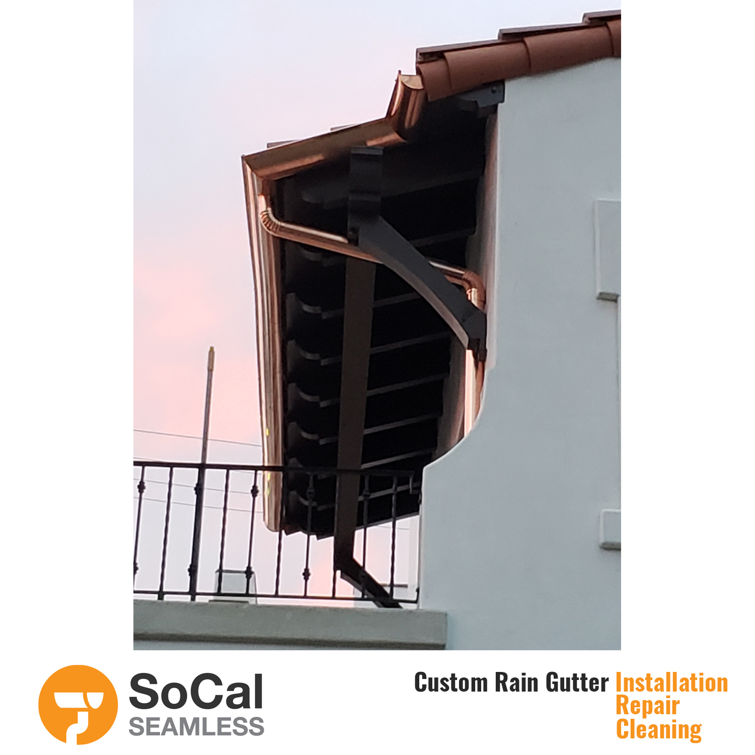 quality half round copper rain gutter installation socal seamless