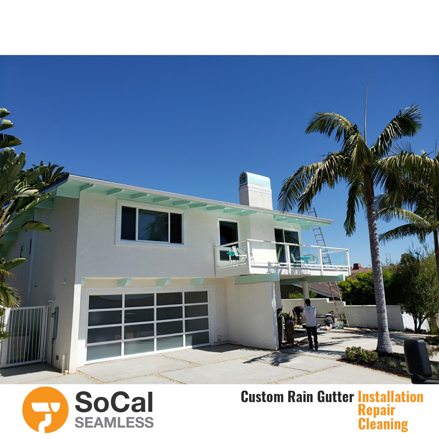 large beach home with straight faced rain gutters installed by socal seamless