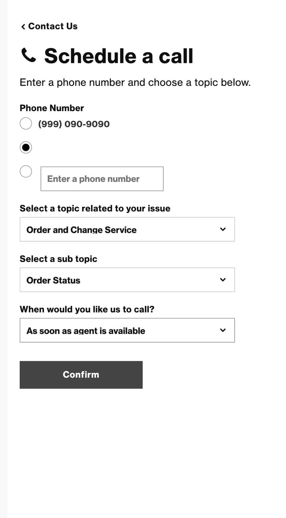 Screen for schdule call. Finally get to submit my choices. Wish me luck!