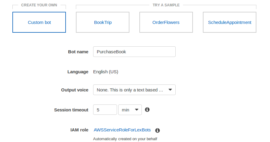 Creating Lex Bot