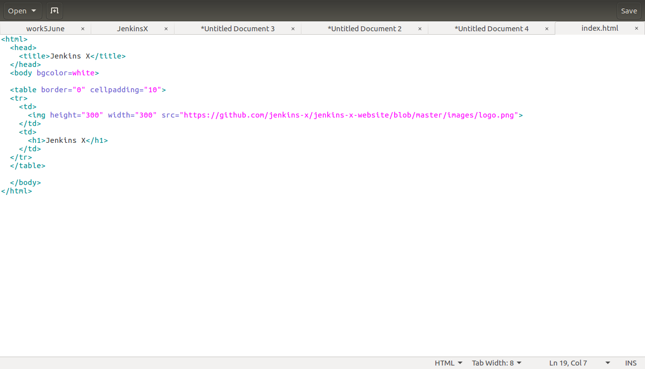 Jenkins X - HTML Page