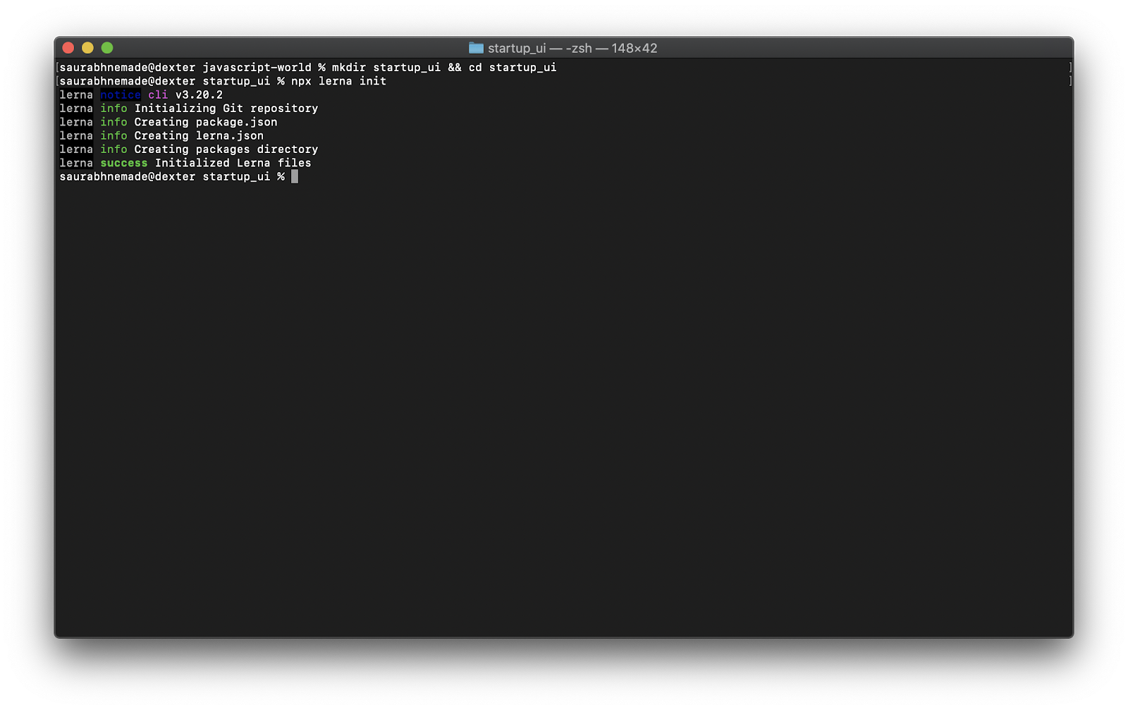 Lerna init output