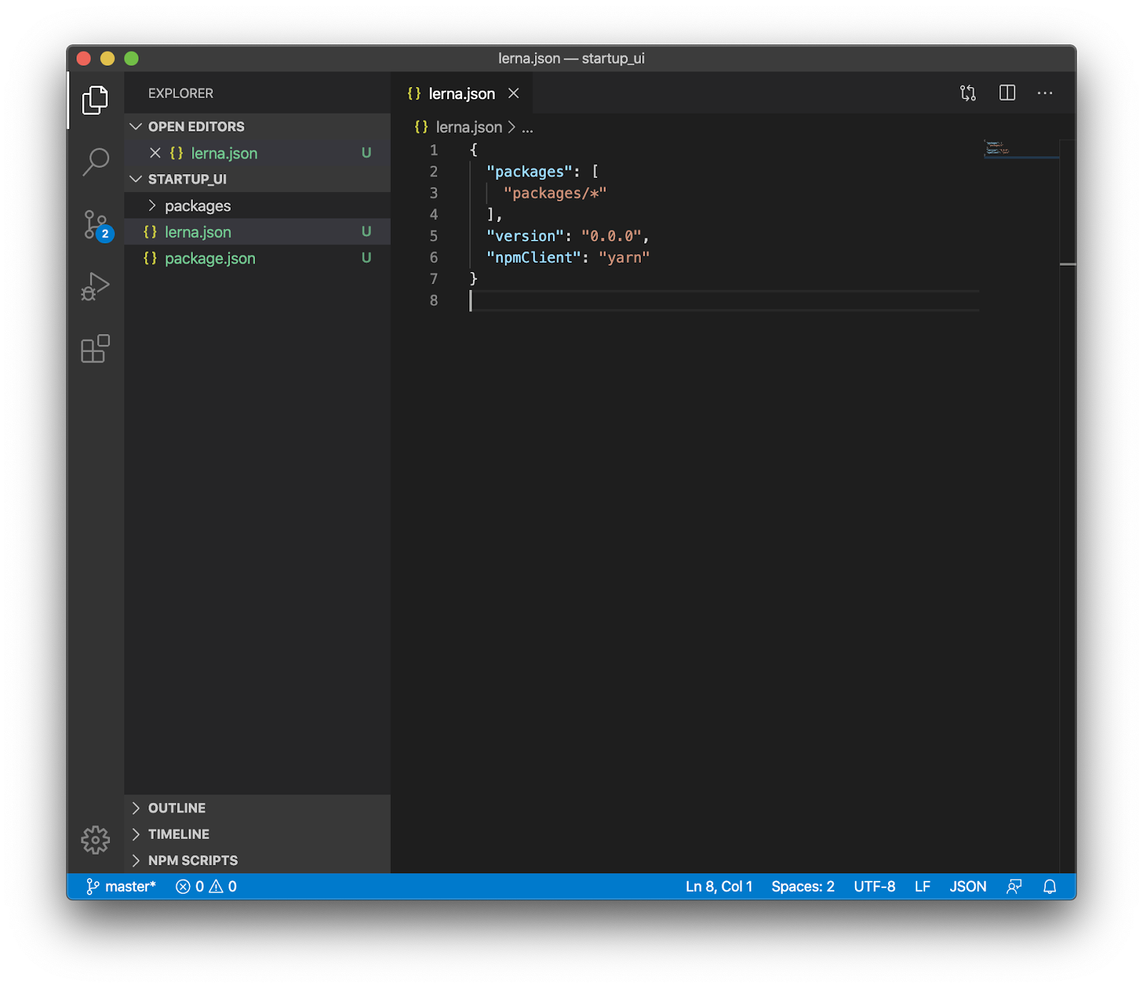 Default package.json from lerna.init