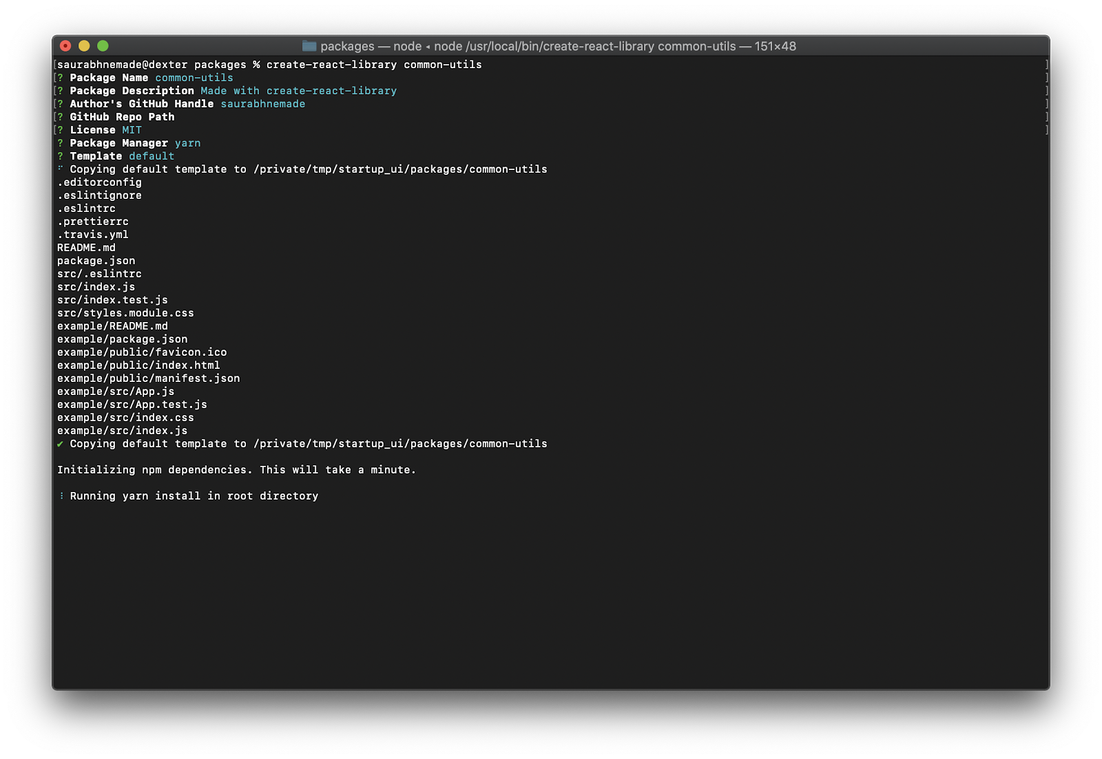 Common Utils package generation using create-react-library output