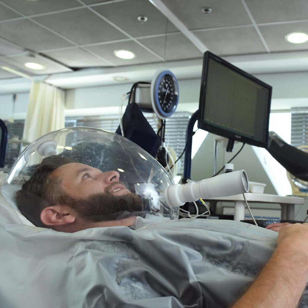 man in a clinic having his metabolism measured