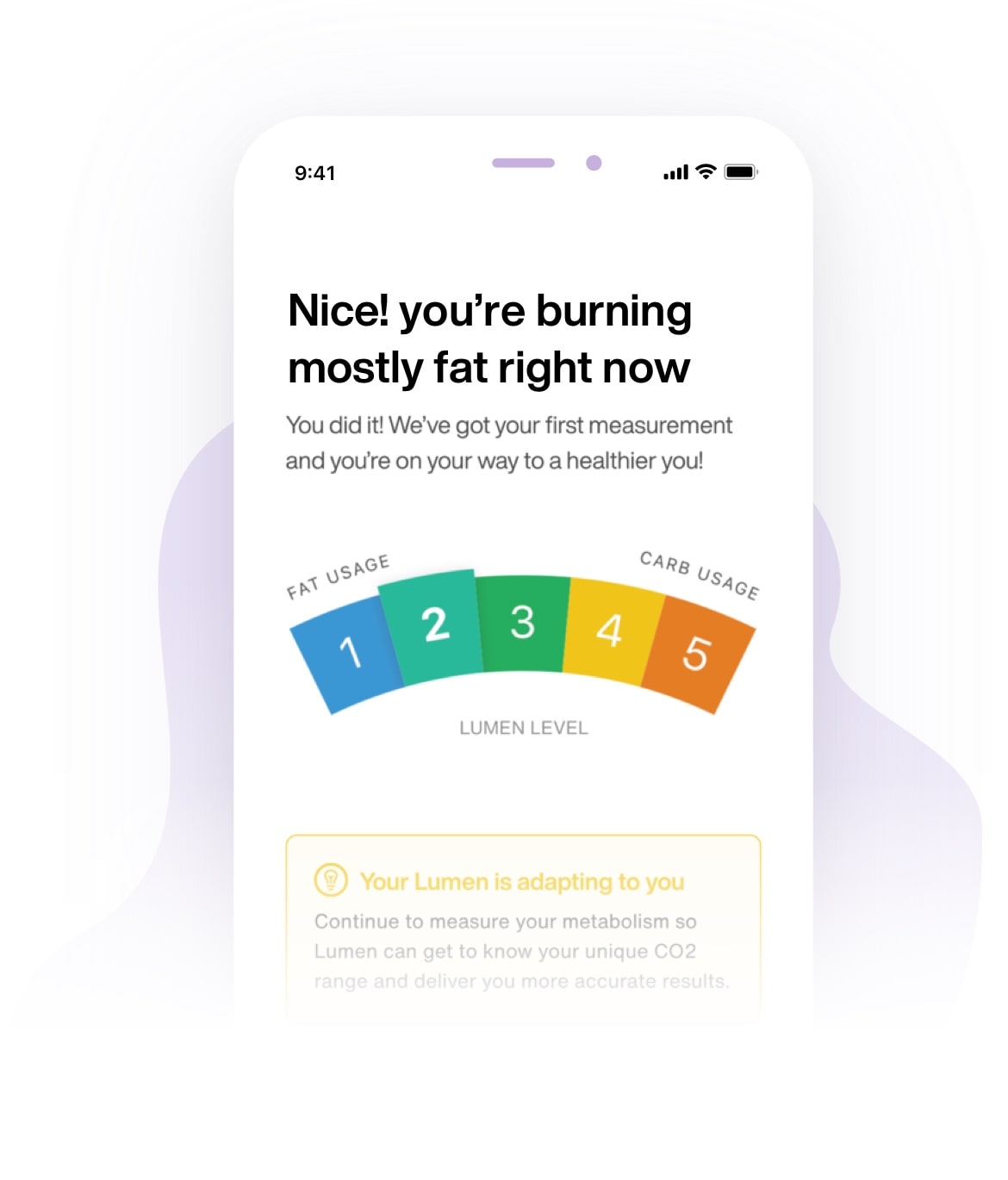 screenshot from lumen metabolism trackers mobile app - calibration day
