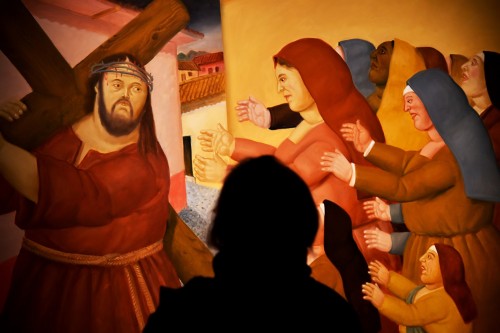 jesus lleva la cruz botero fondo