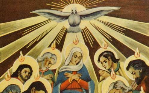 descenso del espiritu santo sobre maria y los apostoles