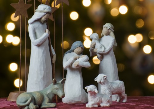 natividad en arbol de navidad fondo