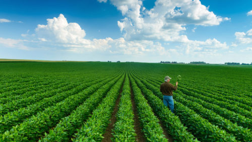campo plantado con soja