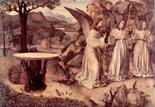 abraham servido por tres angeles fondo