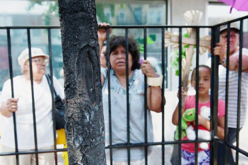 nudo donde veian la imagen de guadalupe ya incendiado