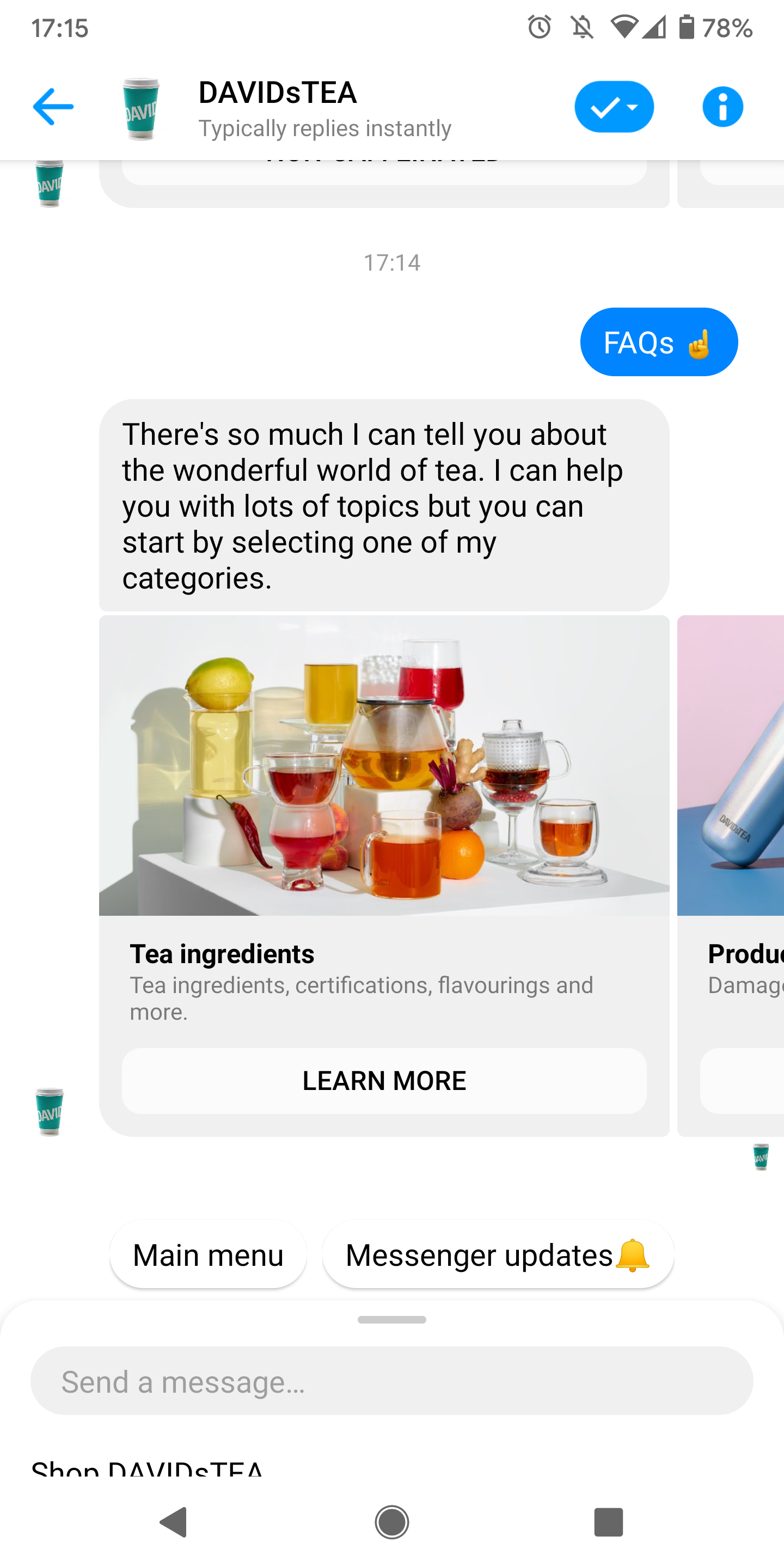 DAVIDsTEA CHATBOT DAVI_Heyday