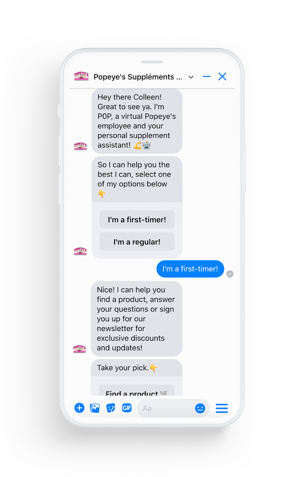 image of Popeye's Supplements chat powered by Heyday