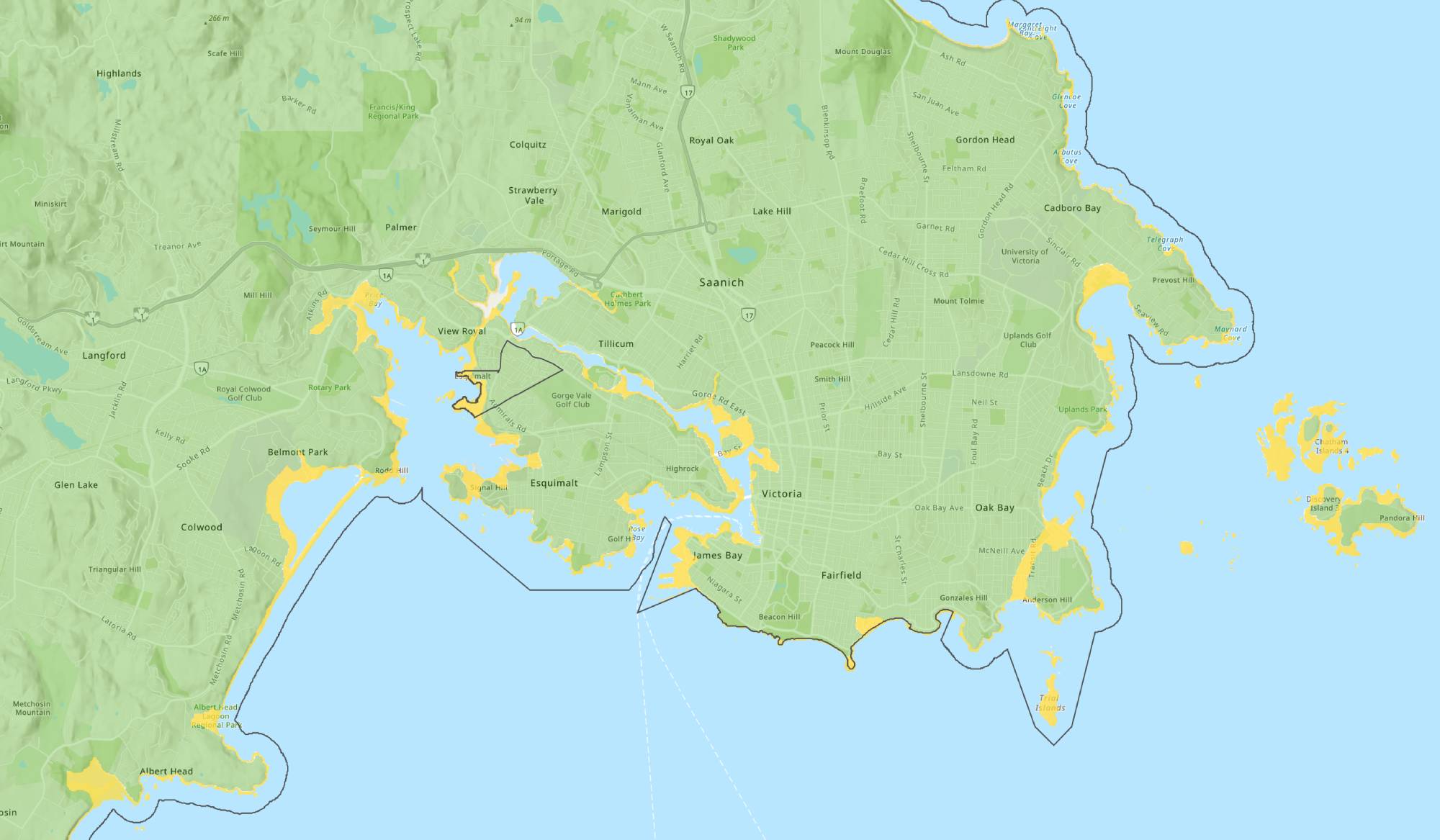 Tsunami warning victoria bc today map