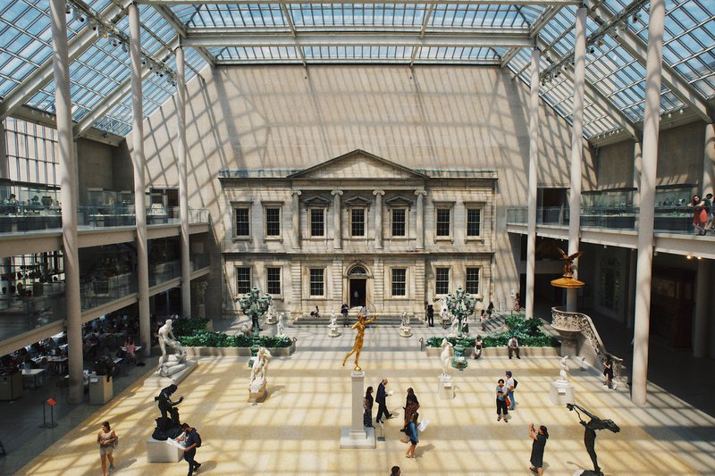 Art gallery with glass ceilings