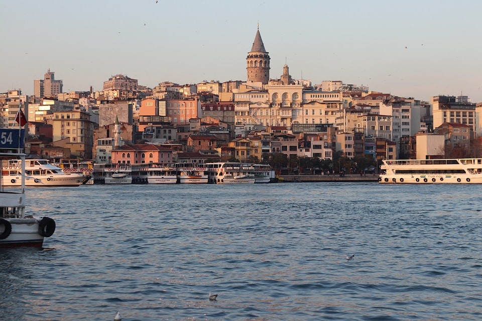 sunset view of Galata Tower Istanbul