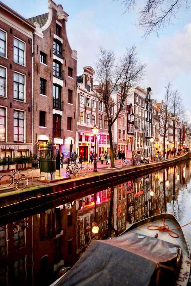 Waterside view of the vibrant Amsterdam