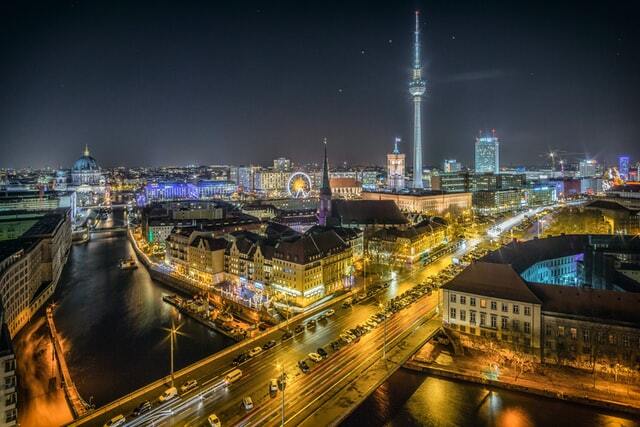 Berlin city nightlife and night view