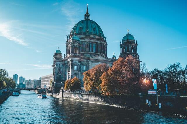 Berlin unique towers beside river