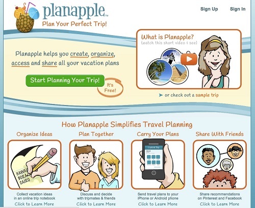 Description of what planapple has to offer as a trip planner