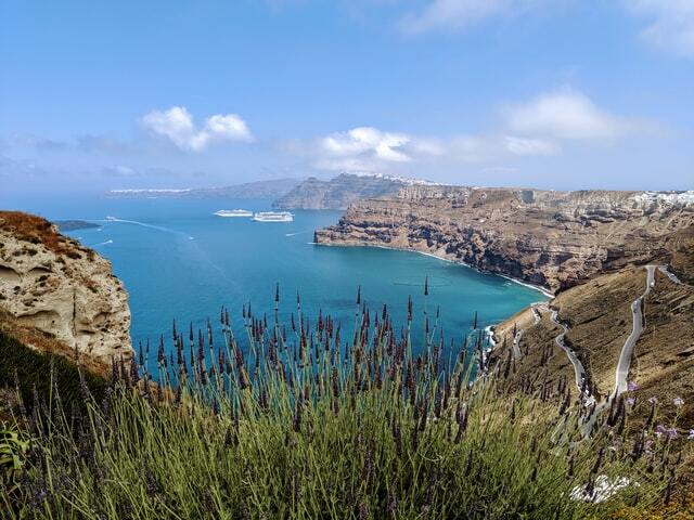 Cliff overlooking Santorini beaches