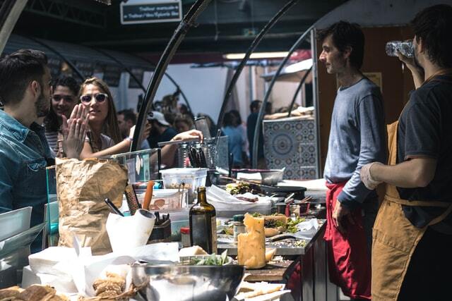 Local food vendors in the streets of paris