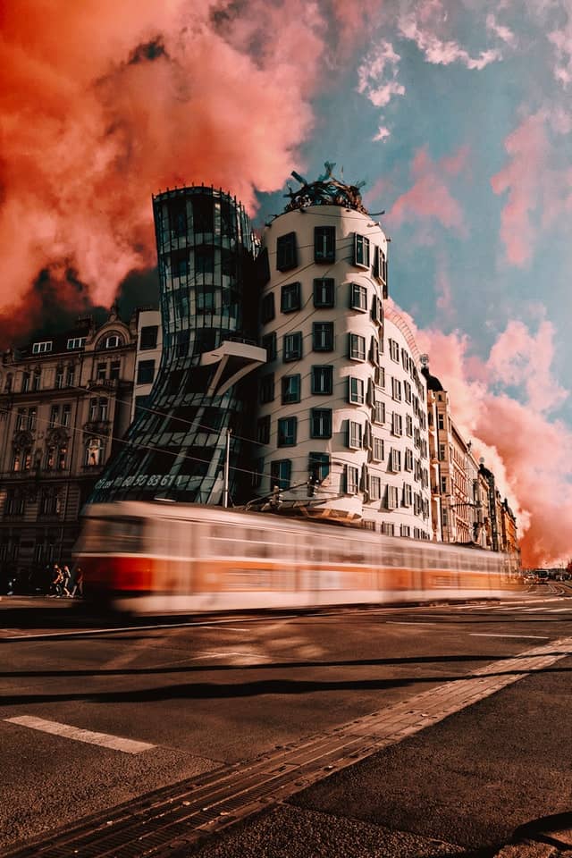 Distorted image of new town prague