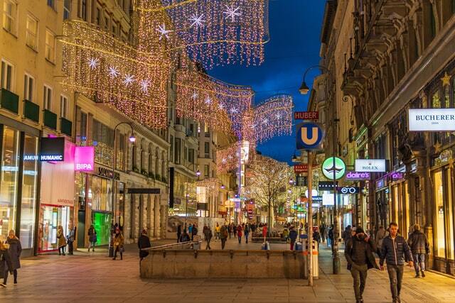 Vienna nightlife attractions with fairy lights