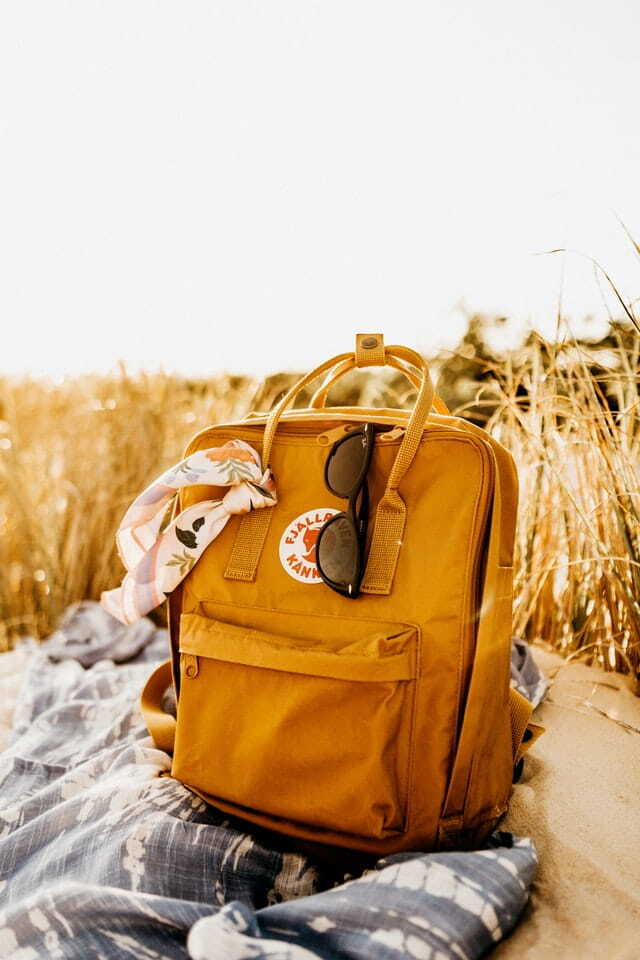 Fjallraven backpack on a grassy field