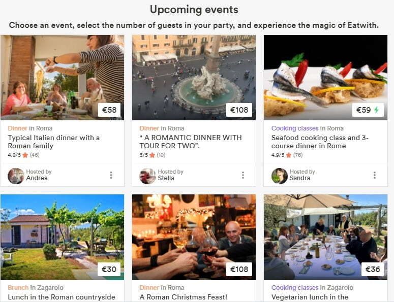 EatWith featured upcoming events