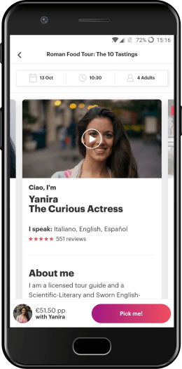 Withlocals mobile app preview of local profiles.