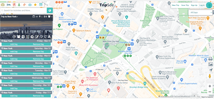 TripSee travel itinerary planner preview.