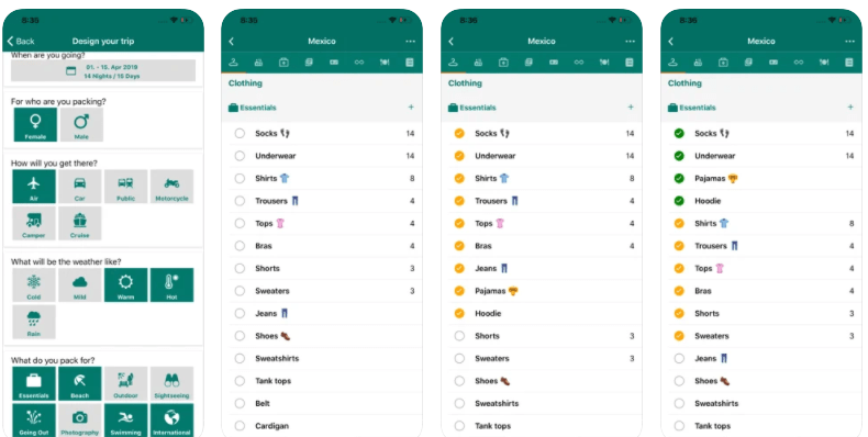 PackKing Vacation Checklist App Preview.